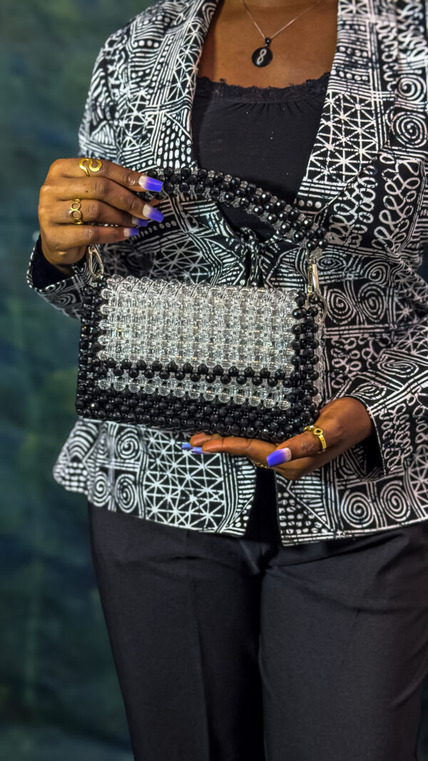 Black and White Crystal Beaded Bag - Image 2