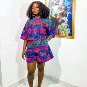 Two Piece Multicoloured Short & Croptop