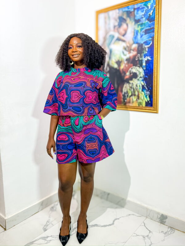 Two Piece Multicoloured Short & Croptop
