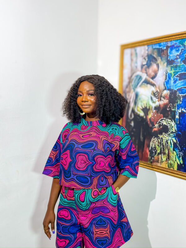 Two-Piece Multicoloured Short & Crop Top - Image 2