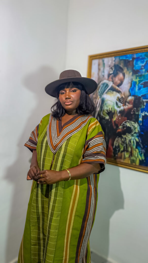 Olive Green & Brown Full Length Bubu - Image 5