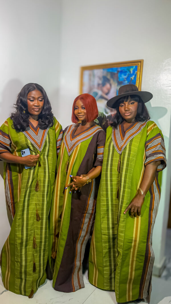 Olive Green & Brown Full Length Bubu - Image 7
