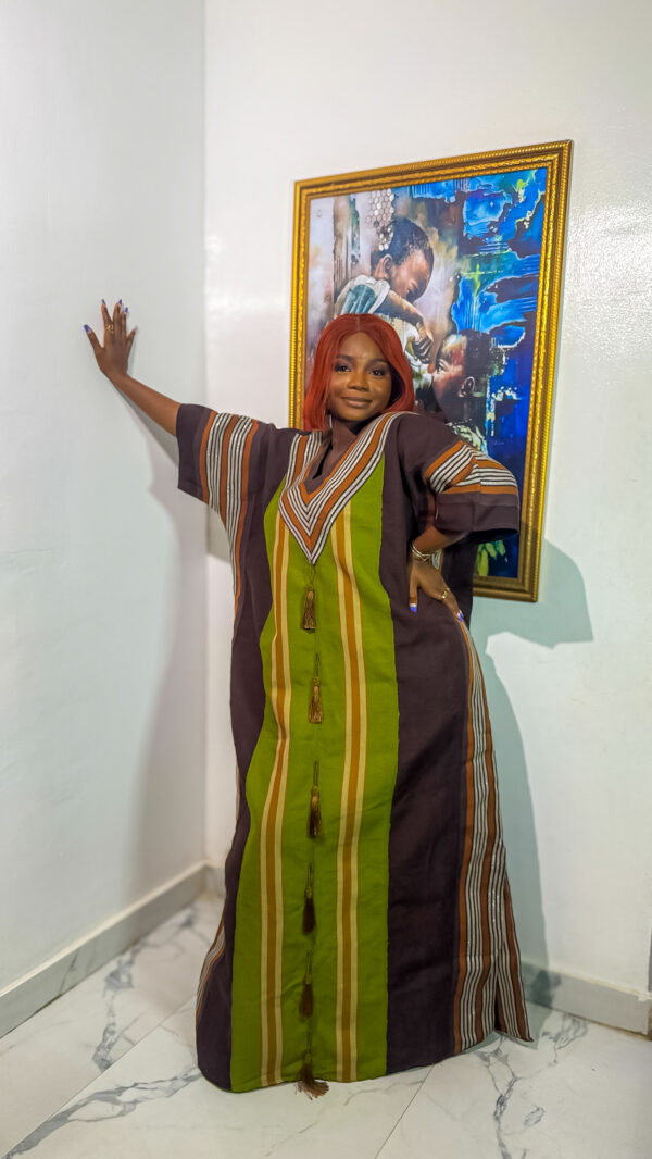Olive Green & Brown Full Length Bubu